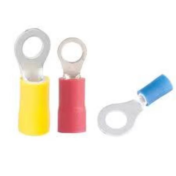 22-16 Ga. Vinyl #8 Ring Terminal (AWG Red 18-22) 100/bag, Q2 Products, Mfr#: RV1-8